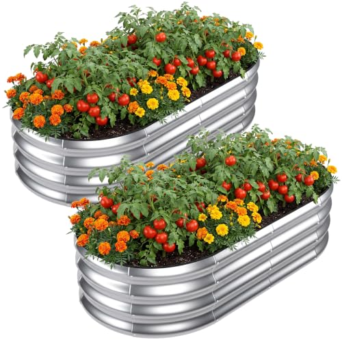 SnugNiture Raised Garden Bed Outdoor 4x2x1ft, 2 Pack - color: Silver