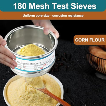 2.36" (6cm) Full 304 Stainless Steel Mini Lab Sieve, 180 Mesh(0.09mm) - size: 180 Mesh(0.09mm)/Ф2.4in(6CM)