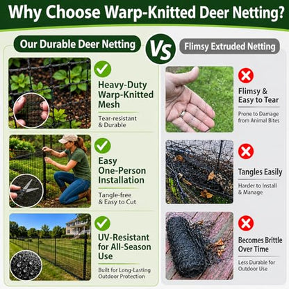 Deer Fence Netting, 7x100 Ft Plastic Mesh Fence Roll, Temporary Fence Black - color: Black, size: 7X100FT