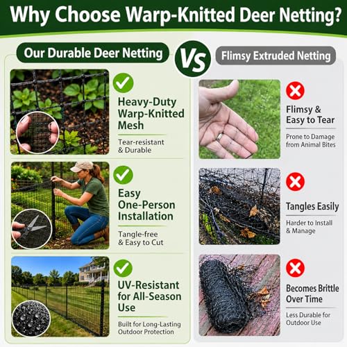 Deer Fence Netting, 5x100 Ft Plastic Mesh Fence Roll, Temporary Fence Black - color: Black, size: 5X100FT
