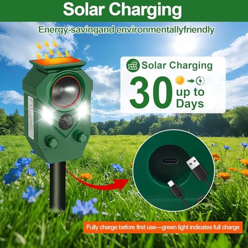 Solar Powered Ultrasonic Animal Repeller with PIR Sensor, 2 Pack - size: 2 Count (Pack of 2)