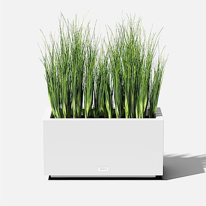Veradek Block Series Long Box Planter - Rectangular Outdoor Planter - color: White, size: Small