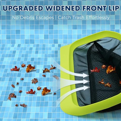 Sepetrel Pool Skimmer Net, Fine Mesh Leaf Rake with 10.5 FT Pole - size: Double-Layer Rake — With 10.5 FT Pole