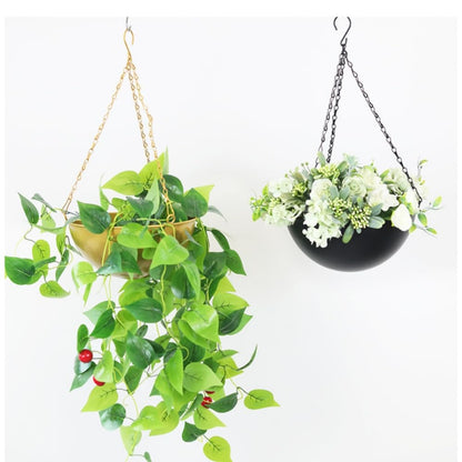 Gold Metal Hanging Planters for Indoor Outdoor Plants,10" Hanging Baskets - color: Gold