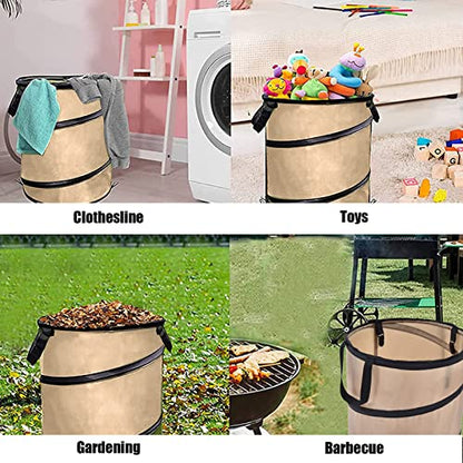 Leaf Trash Can, 10 Gallon Portable Trash Can, Reinforced Steel Spring Oxford Cloth Collapsible Leaf Bag Pop Up Garbage Can Waste Bag Container For Camping and Yard