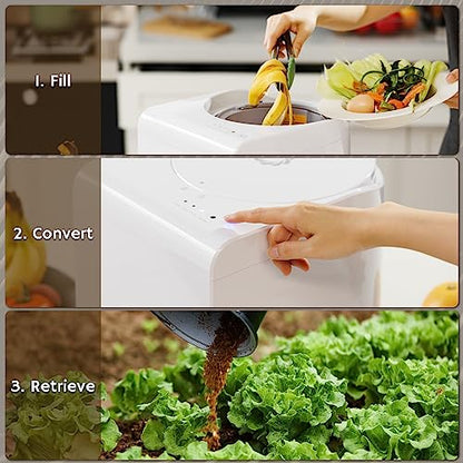 Airthereal R500 Electric Kitchen Composter, 2.5L, Pearl White - color: Pearl White, size: Plastic Cover