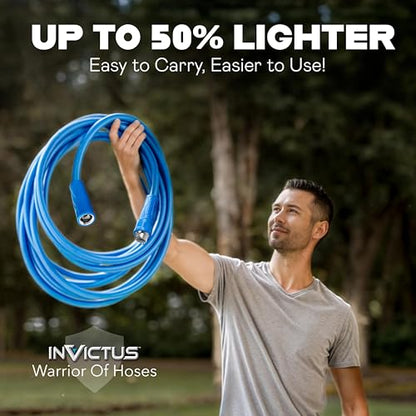 INVICTUS 75 Ft Garden Hose with Sprayer Nozzle, 2-Layer Heavy Duty Drinking RV Water Hose 75Ft x 5/8 in. Flexible, Lightweight, NON Expandable, Kink Resistant, Easy Connect Fittings, 400 PSI