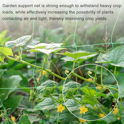 HARFINGTON Trellis Netting Climbing Plants 328ftx8 x8 Mesh White & Green - size: 328 x 6.6ft, 6 Strands, 8" x 8"