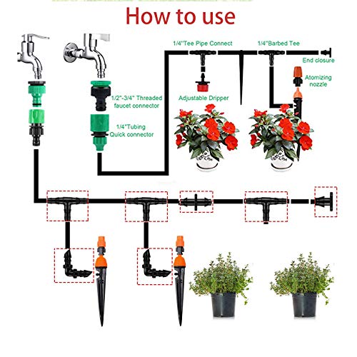 300Pcs Barbed Connectors Irrigation Fittings Kit for 1/4 Inch Tube - color: 300 Pieces Irrigation Fittings Kit