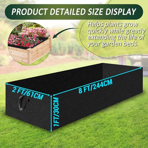 1PCS Raised Garden Bed Liner Fabric Raised Garden Bed Breathable Drainage Rectangle Grow Bags with Handles Fabric Garden Bed for Outdoor Garden Bed Holds Soil - 8ft x 2ft x 1ft - style: 8x2x1ft 1PCS