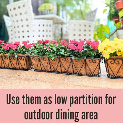 LaLaGreen Balcony Wall Planter (24 in, 2 Pack) Black Coco Liner Trough Box - size: 24" (61cm) x 2 Pack