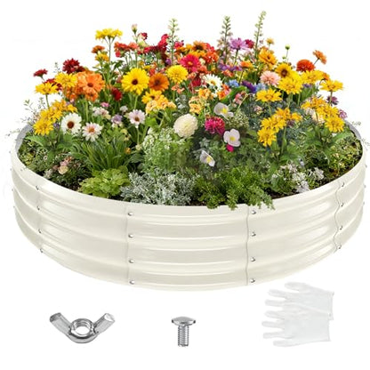 12 Inch Tall 60 Inch Diameter Round White Raised Garden Bed Kits Outdoor - color: Cream White, size: 60 Dia X 12 inches