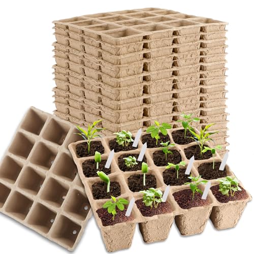 32 Packs of 512 Cells Seed Starter Trays Biodegradable Seedling Sets Organic Plant Seedling Trays with Holes Plant Starter Kit for Herb Seed Starter
