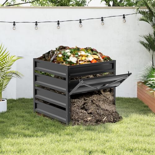 Compost Bin Outdoor -285 Gallon Metal Mesh Rust-Proof Coating Composter - size: 285 Gallon - 41(L)*41(W)*39.4(H)inch