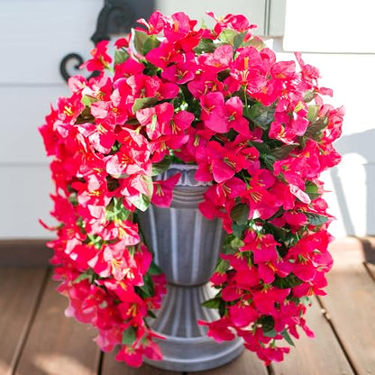 2 PCS Bougainvillea Artificial Hanging Flowers Plant for Outdoors, Hot Pink - color: Hot Pink