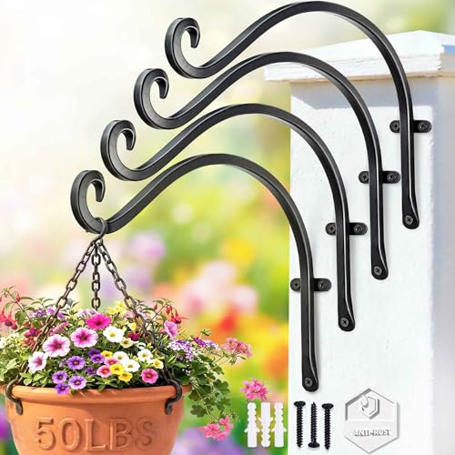 Hanging Plant Brackets Outdoor: 12-Inch 50lbs Bird Feeder Hangers 4 Pack - size: 2B-12“4PCs