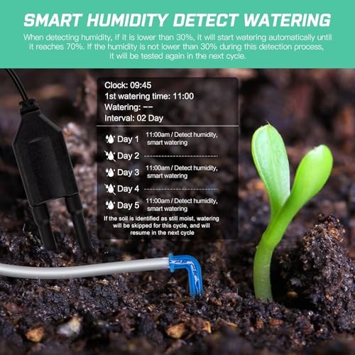 Automatic Drip Irrigation System for Indoor Plants, 2026 Automatic Plant Waterer for 15 Potted Plants Watering with Anti-Siphon and Humidity Mode, Timer, Rechargeable Vacation Self-Watering Pump - color: Gray