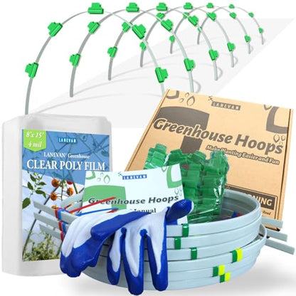 Garden Freeze Protection Kit, One Piece Design Fiberglass Greenhouse Hoops with Anti- Aging Clear PE Film for 2-4ft Wide Raised Beds, Weather Resistant Grow Tunnel for Planting Rows Protection - style: iTunnel - Clear Plastic Film