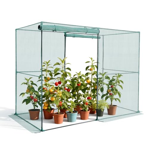 VEVOR Crop Cage, 7.8 x 3.9 x 5.9 ft Plant Protection Tent with Zippered Door, Wind-Resistant Tall Crop Cage, Easy to Install, Outdoor Raised Bed Cover, Tomato Plant Netting for Garden Patio Lawn - style: 7.8 x 3.9 x 5.9Ft-Square