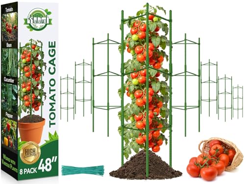 Halatool 8 Pack Tomato Cages for Garden, Up to 48in (4FT) Trellis - color: 8 Pack, size: 48 Inches