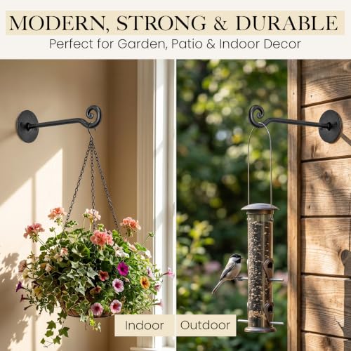 RTZEN Plant Hangers Outdoor or Indoor Heavy Duty Wall Bracket Hooks - size: 7.5 Inch, style: Swirl Hooks