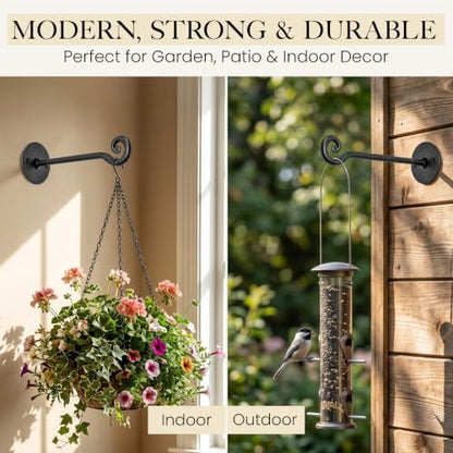 RTZEN Plant Hangers Outdoor or Indoor Heavy Duty Wall Bracket Hooks - size: 7.5 Inch, style: Swirl Hooks
