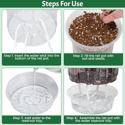 Bluepro Self Watering Pots for Indoor Plants, 6.5 Inch, 12-Pack - size: 6.5 Inch-12Pcs