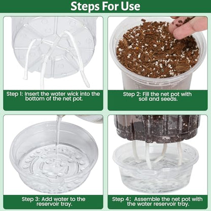 Bluepro Self Watering Pots for Indoor Plants, 6.5 Inch, 12-Pack - size: 6.5 Inch-12Pcs