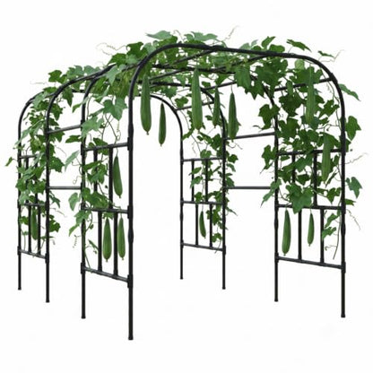 Garvee Garden Arch Trellis for Climbing Plants Outdoor 87" H Grape Arbor - color: Black-118"L*78"W*86"H