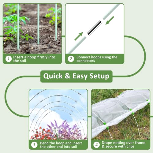 60Pcs Greenhouse Hoops for Raised Beds, Rust-Free Fiberglass - size: 60 PCS