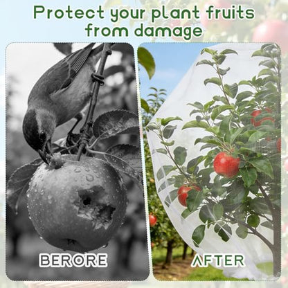 15X15 Feet Large Fruit Tree Netting Garden Netting with Zipper and Drawstring Plant Netting Insect Bird Cover for Fruits Vegetables Tree Garden Shrubs Protection - size: 15x15FT