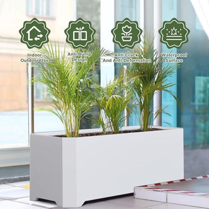 Metal Rectangular Planter Box 36"L x 15"W x 15"H Large White Planters - color: White, size: 36"Lx15"Wx15"H