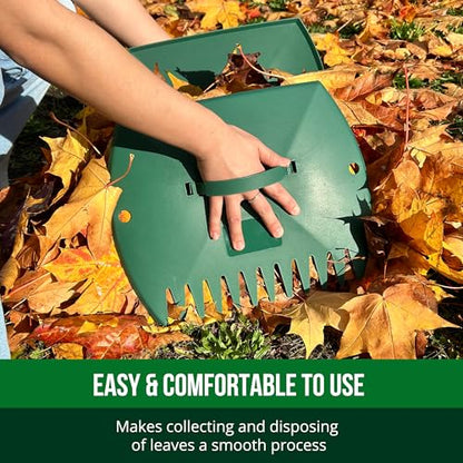 GardenHOME Leaf Picker Upper, Leaf Scoops Hand Rakes, Leaf Grabber Claws - style: green