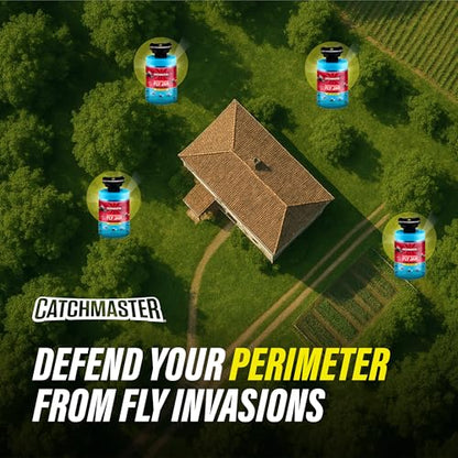 Catchmaster Reusable Outdoor Fly Trap, 6 Hanging Blue Jars with Bait
