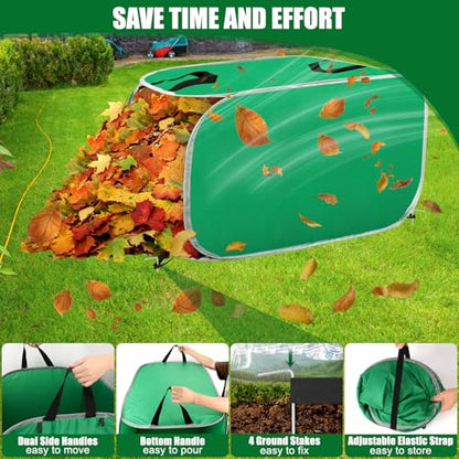 Hysagtek Portable Pop Up Leaf Collector - 80 Gallon Foldable Reusable Yard Garden Leaf Bags with Handles, Self-Standing, Comes with Gloves