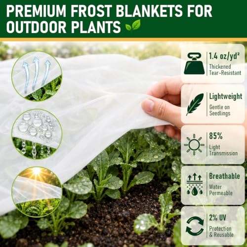 10x66FT Plant Covers Freeze Protection, Frost Cloth with 20 Clips - color: White-10*66FT