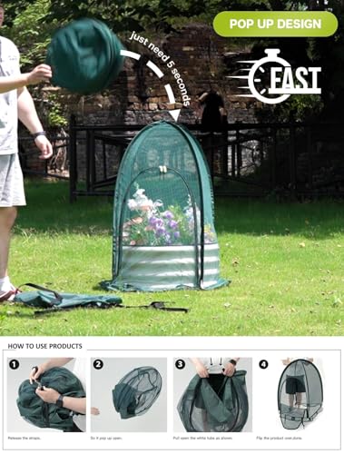 Pop up Gardening Net Cover,29.5x29.5x39.4 inches Pack of 2,Pest Guard Cover for Vegetables Fruits Durable Plant Gardening Net, Pop-Up Chicken Pen for Small Animals Outdoor Run and Pet Enclosure - size: 29.5x29.5x39.4 inches