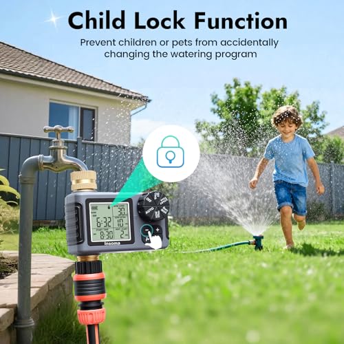 Water Timer for Garden Hose with 100% Metal Pipe, Programmable Sprinkler Controller for Garden Faucet with Auto/Manual/Rain Delay Mode, Irrigation Timers for Lawn, Yard, Outdoor Plants - size: 1-Zone-MAX