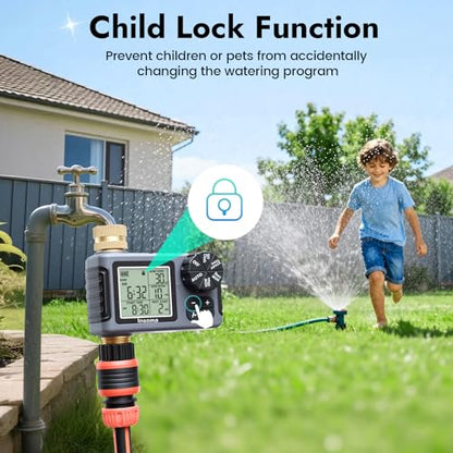 Water Timer for Garden Hose with 100% Metal Pipe, Programmable Sprinkler Controller for Garden Faucet with Auto/Manual/Rain Delay Mode, Irrigation Timers for Lawn, Yard, Outdoor Plants - size: 1-Zone-MAX