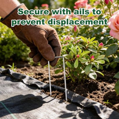Weed Barrier Landscape Fabric 3FT x 50FT , with 20 U-Shaped Ground Stakes - size: 3FT*50FT