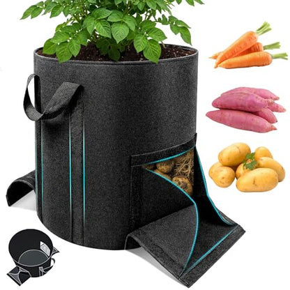 Mulctun 20 Gallon Potato Grow Bags, Grow Bags with Harvest & Visible Windows,Potato Bags for Growing Potatoes with Sturdy Handles,Potato Growing Containers for Growing Potatoes Vegetables - size: 1 Pack