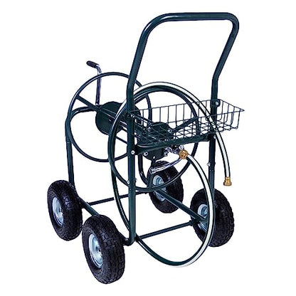 Garden Hose Reel Cart with Anti-rust Paint, Hosemobile Water Hose Reel with Wheels, Storage Basket Holds 250 Feet of 5/8 Inch Hose for Lawn Patio Gardening Task (Metal Grey)