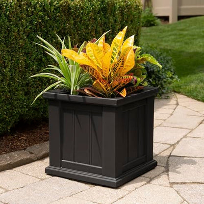 Mayne Cape Cod 14in Self-Watering Square Planter, Black - color: Black, size: 14in