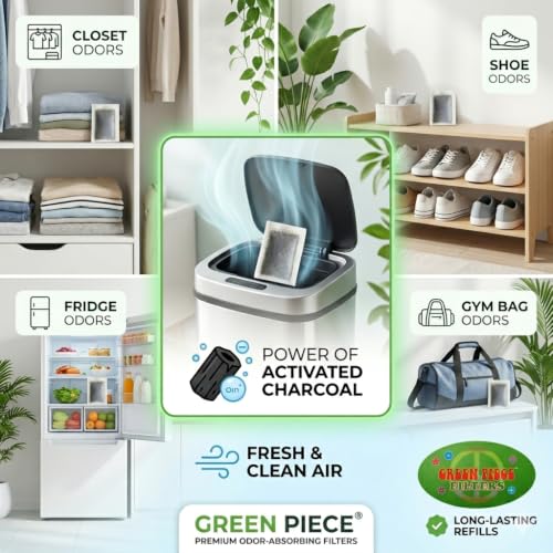 Green Piece Charcoal Air Filters compatible with iTouchless Trash Can 4 Pk - size: Pack of 4