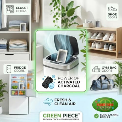 Green Piece Charcoal Air Filters compatible with iTouchless Trash Can 2 Pk - size: Pack of 2