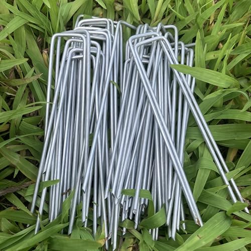 6 Inches Heavy Duty Galvanized Steel Garden Stakes Staples Securing Pegs for Securing Weed Fabric Landscape Fabric Netting Ground Sheets and Fleece, Christmas Decoration, Accessories (10)