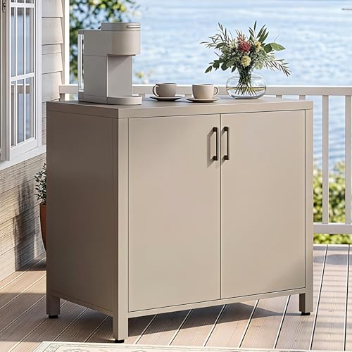 Wisteria Lane Outdoor Storage Cabinet, Aluminum Modular Outdoor Kitchen, All Weather Kitchen Island with Double Door Storage for Patio, BBQ, Backyard - size: Double Door Cabinet