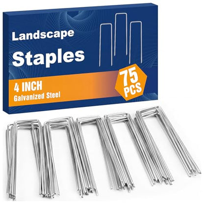 Whonline 75 Pack Landscape Staples 4 Inch, 12 Gauge Garden Stakes - color: 4 Inch-75 Pcs