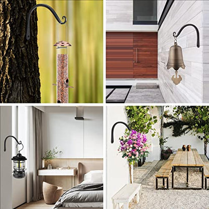 FEED GARDEN Heavy Duty Plant Hooks - 2 Pack 8 Inch Wall Mounted Hanging Brackets, 44lb Capacity Steel Plant Hangers for Bird Feeders, Baskets, Wind Chimes - Black - color: Black-C, size: 8 Inch