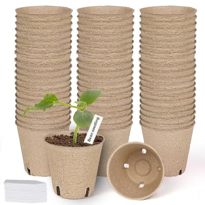 JNYONG 60 Packs 3.15 Inch Peat Pots,Garden Germination Nursery Pots